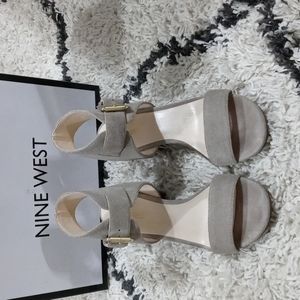 Nine West heeled sandals.  Tan suede.  Size 8.5.  Worn 2-3 times.